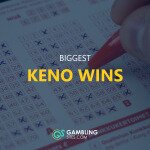 Biggest Keno Wins text centered, keno card image in background