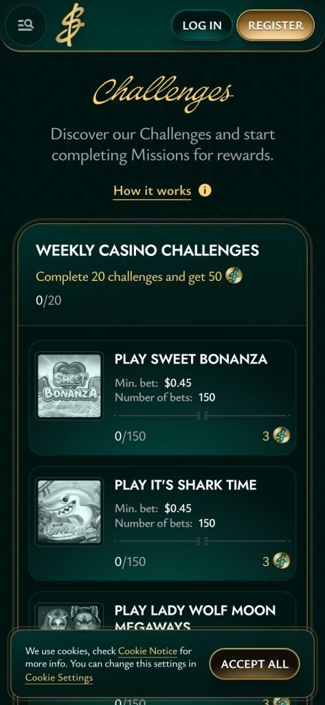 Cashed Challenges Page Mobile Screenshot