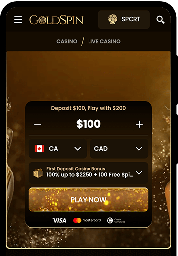 gold spin casino mobile phone screenshot