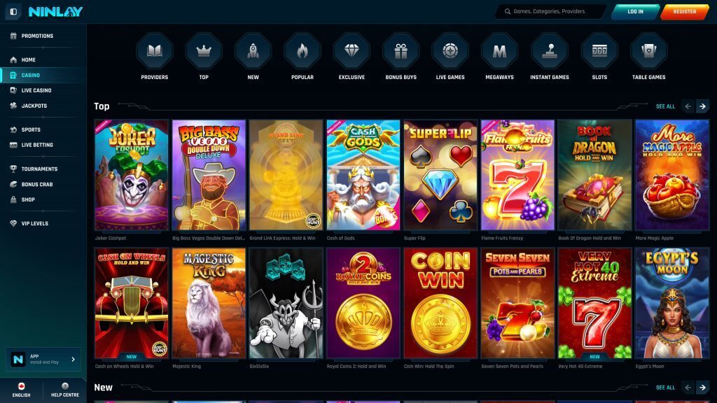 Ninlay Casino Page Screenshot