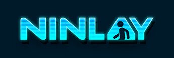 Ninlay Casino logo, blue text on black background