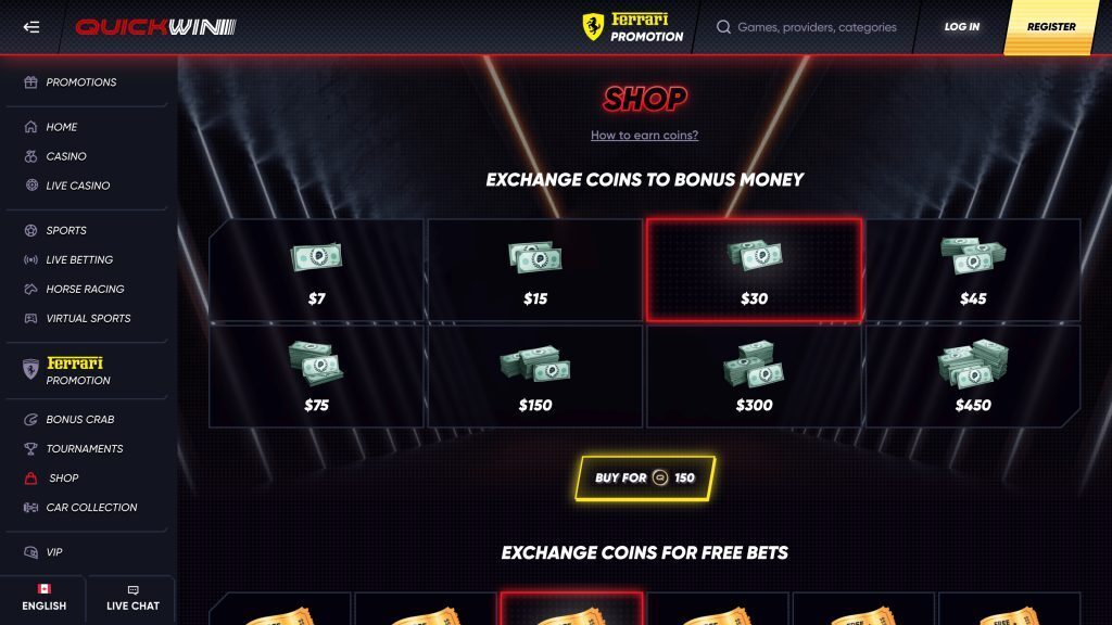 quickwin casino shop