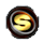 Spinsy casino favicon, gold text on a black and white background