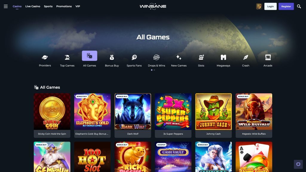 winsane casino games desktop screenshot