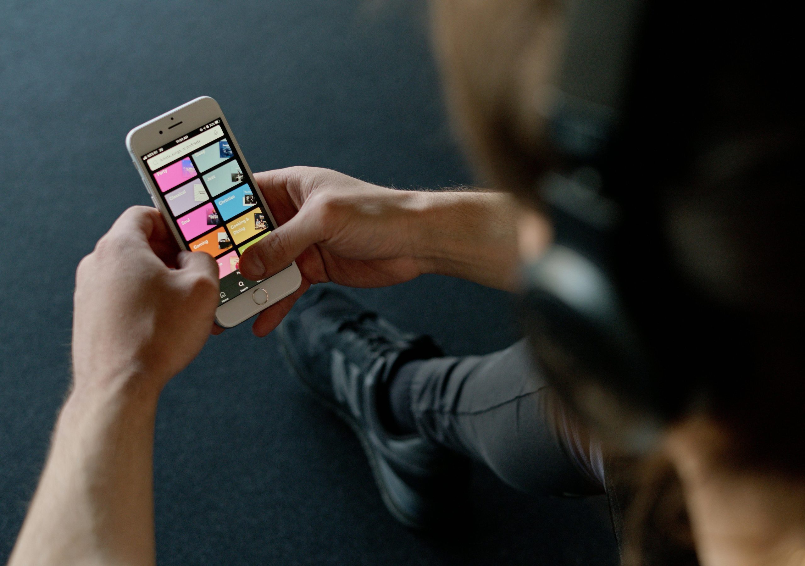 Man browsing mobile device photo